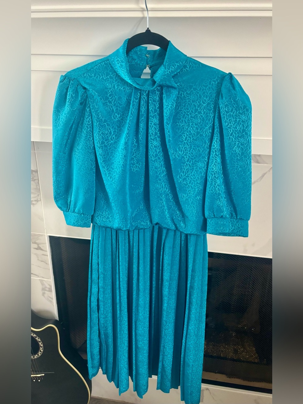 Bobby’s Girl 1980s teal turquoise Bow-Neck Dress size 8